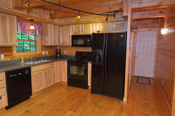 Rustic log cabin kitchen"